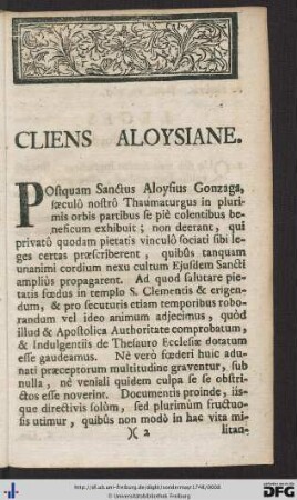 Cliens Aloysiane.