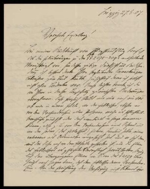 33: Brief von Emil Strohal an Gottlieb Planck, Leipzig, 27.5.1907