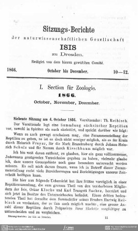 Sitzungs-Berichte October bis December