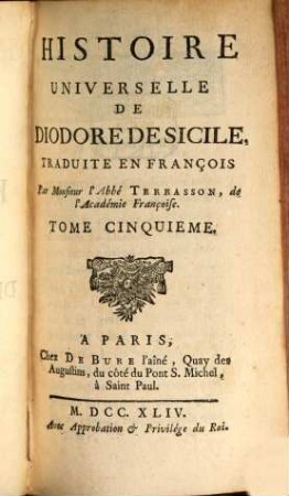 Histoire Universelle De Diodore De Sicile, 5