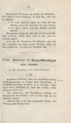 VIII. Verhältniß der Bergwerksberechtigten unter einander