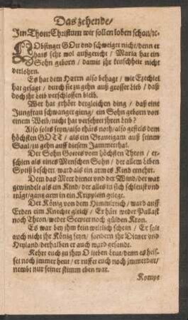 Das zehende/ Jm Thon: Christum wir sollen loben schon/ [et]c.