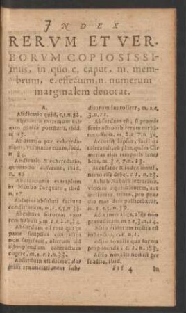 Index Rerum Et Verborum Copiosissimus ...