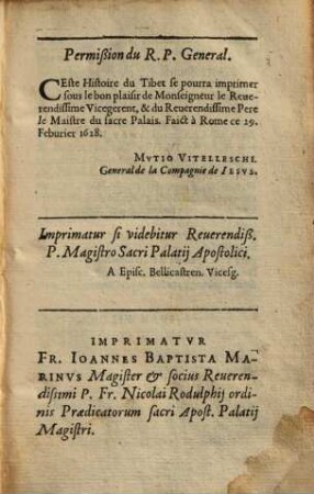 Histoire de ce qui s'est passé au royaume de Tibet 1626