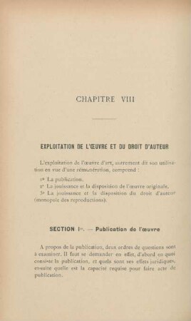 Chapitre VIII. Exploitation de l'oeuvre et du droit d'auteur