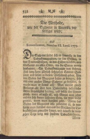 Die Methode, wie der Salpeter in Amerika verfertiger wird