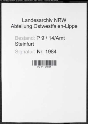 Sterberegister Standesamt Amt Steinfurt