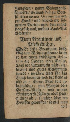 Vom Brantwein und Pfefferkuchen.