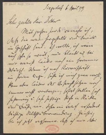Brief an Ludwig Strecker und B. Schott's Söhne : 06.04.1919
