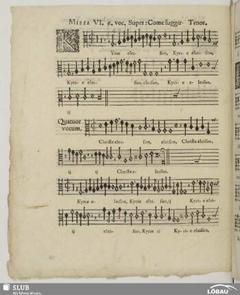 Missa VI, 6. voc. super: Come fuggir
