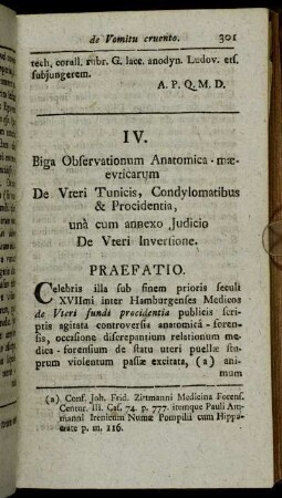 IV. [De Uteri Tunicis, Claivs, Procidentia & Inversione.]