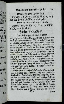 Fünfte Abhandlung. Von Lesung geistlicher Bücher