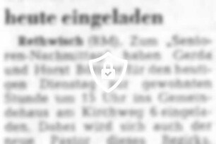 Senioren sind heute eingeladen
