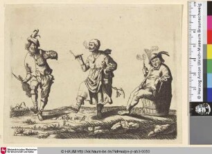 [Rauchende Bauern; Dansende boer en boerin en een man op een ton]