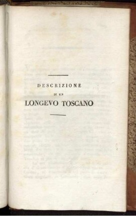 Descrizione di un Longevo Toscano