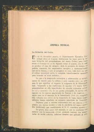 La licitación del Colón