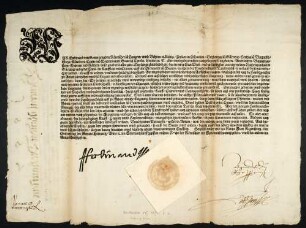 Urkunde Ferdinand I., Römischer König, Regensburg, 3.2.1557