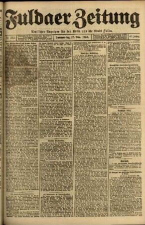 Erste Ausgabe vom Donnerstag, den 25. November 1920.