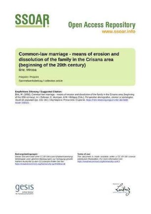 Common-law marriage - means of erosion and dissolution of the family in the Crisana area (beginning of the 20th century)