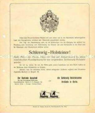 Aufruf zu Spenden für den Deutschen Ausschuss und die Schleswig-Holsteinischen Verbände in Berlin - Sachkonvolut