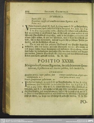 Positio XXXIII.Mitiganda est poena Bigamiae, in casu binorum sponsalium, si posteriora non fuerint publica, sed clandestina