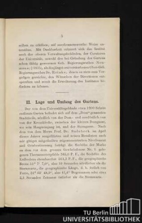 II. Lage und Umfang des Gartens.