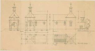 Döllgast, Hans; Kirche "SH" - Grundrisse; Ansichten; Schnitt