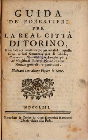 Guida de'forestieri per la real città di Torino