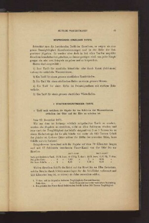 BESPRECHUNG EINZELNER TARIFE