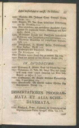 Dissertationes Programmata Et Alia Schediasmata.