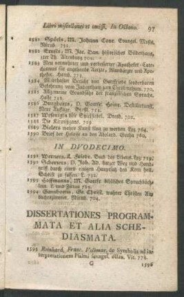 Dissertationes Programmata Et Alia Schediasmata.