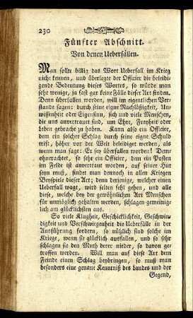 Fünfter Abschnitt. Von denen Ueberfällen.