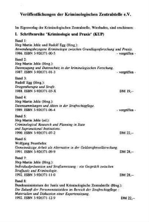 Veröffentlichungen der Kriminologischen Zentrale e.V.