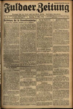 Ausgabe vom Samstag, den 27. März 1926.