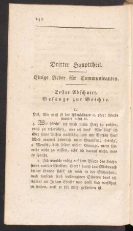 Dritter Haupttheil. Einige Lieder für Communicanten