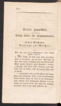 Dritter Haupttheil. Einige Lieder für Communicanten