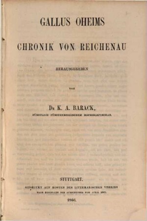 Gallus Oheims Chronik von Reichenau
