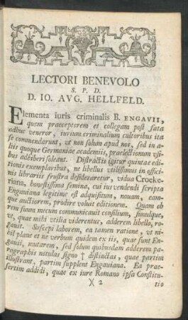 Lectori Benevolo ... D. Jo. Aug. Hellefeld