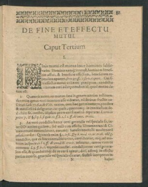 De Fine Et Effectu Mutui. Caput Tertium.