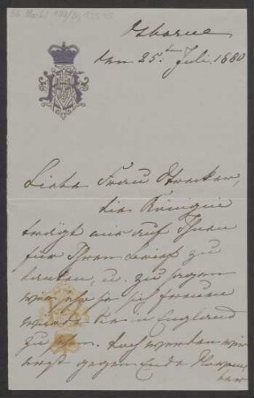 Brief an Minna Strecker : 25.07.1880