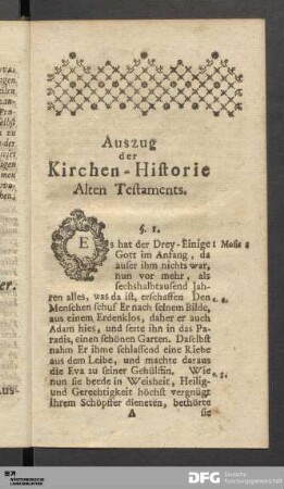 Auszug der Kirchen-Historie Alten Testaments.