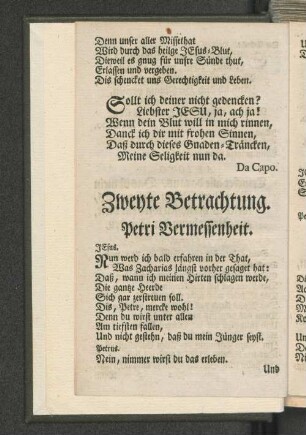 Zweyte Betrachtung. Petri Vermessenheit.