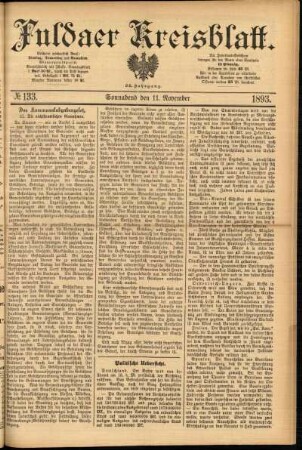 Erste Ausgabe vom Samstag, den 11. November 1893.