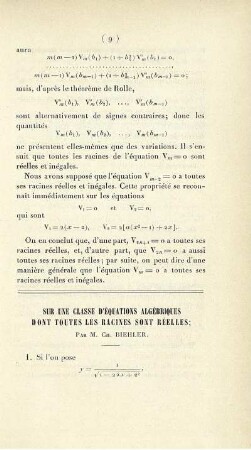 Sur une classe d'équations algébriques dont toutes les racines sont réelles.