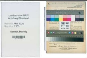 Entnazifizierung Hedwig Neuber , geb. 20.03.1892 ()