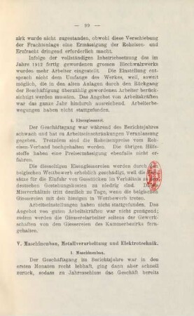 V. Maschinenbau, Metallverarbeitung und Elektrotechnik.