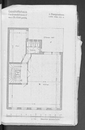 Geschäftshaus Ferdinandstrasse 17 Herrn Ch. Klatt gehörig. 4. Obergeschoss.