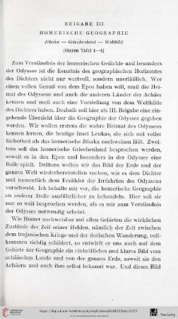 Beigabe III: Homerische Geographie