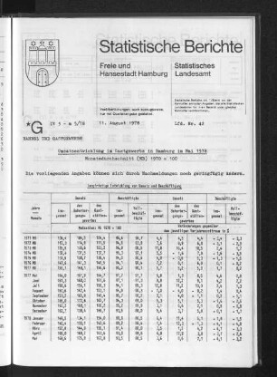 Umsatzentwicklung im Gastgewerbe in Hamburg im Mai 1978 : Lfd. Nr. 42