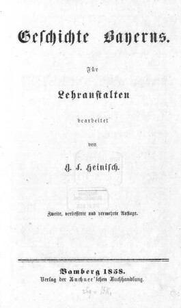 Geschichte Bayerns : Für Lehranstalten